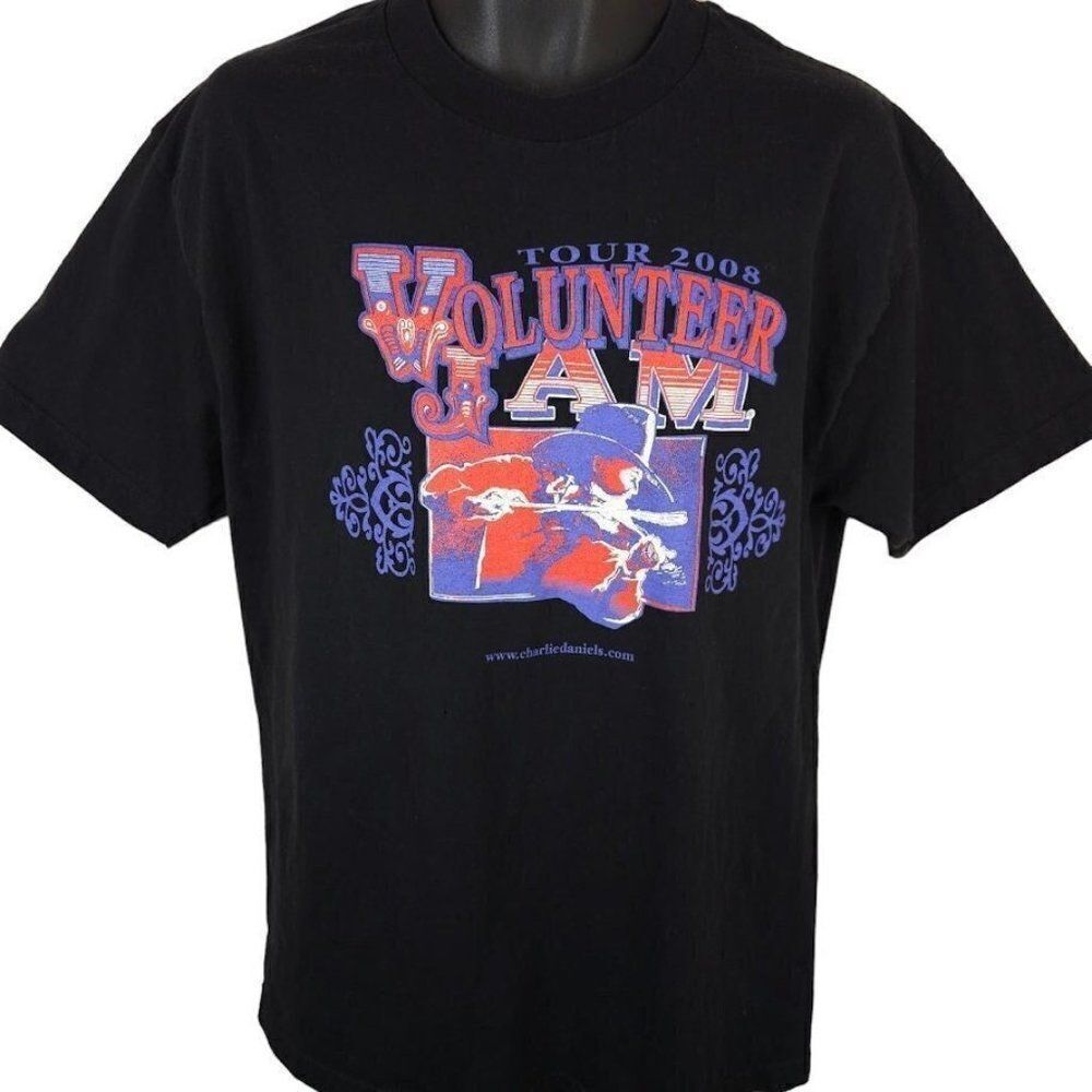 Charlie Daniels T Shirt Mens Size Large Vintage Y2K 2008 Volunteer Jam